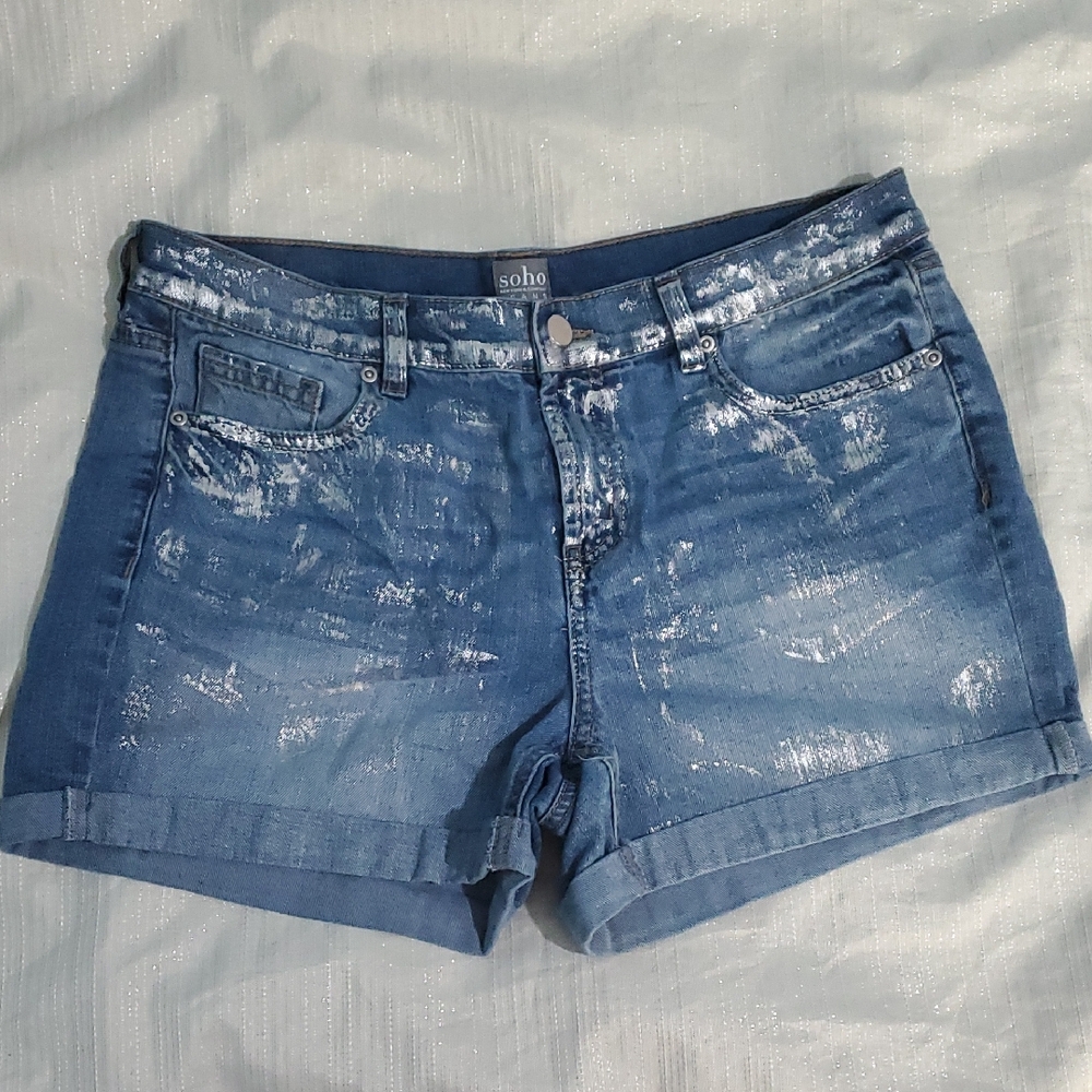 Silver Paint Accented Shorts